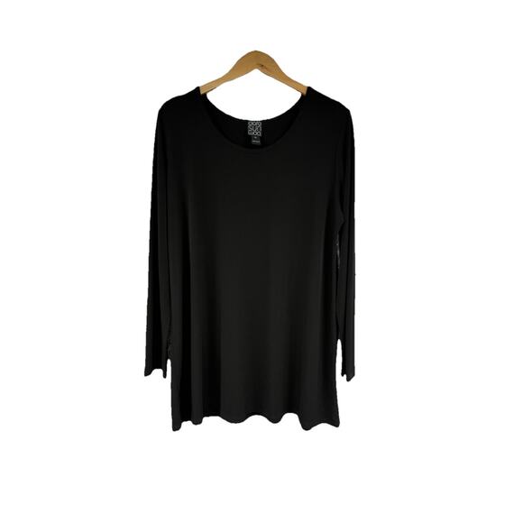 Clara Sun Woo Tops - Clara Sun Woo Black Basic Tunic Top Slinky Travel Stretch Womens XL